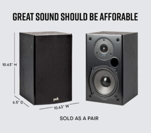 Polk T15 bookshelf speakers - dimensions