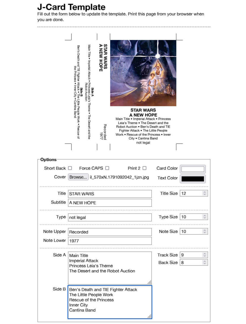 Free Cassette J-Card Template Maker | 2025 Conventions