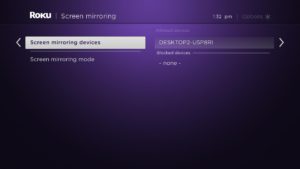Roku screen mirroring allowed and blocked list