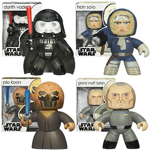 Star Wars Mighty Muggs - Darth Vader (Helmetless), Grand Moff Tarkin, Han Solo (Hoth), Plo Koon